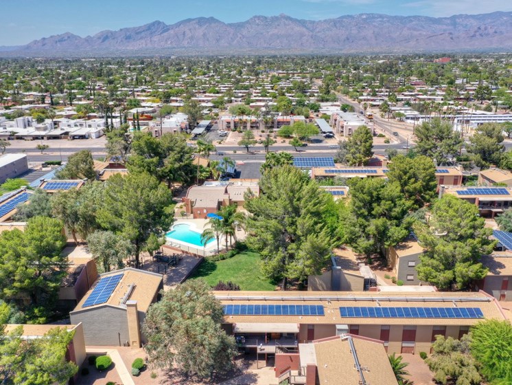 Aerial View Of Pool & Pool Patio at Copper Creek in Tucson, AZ